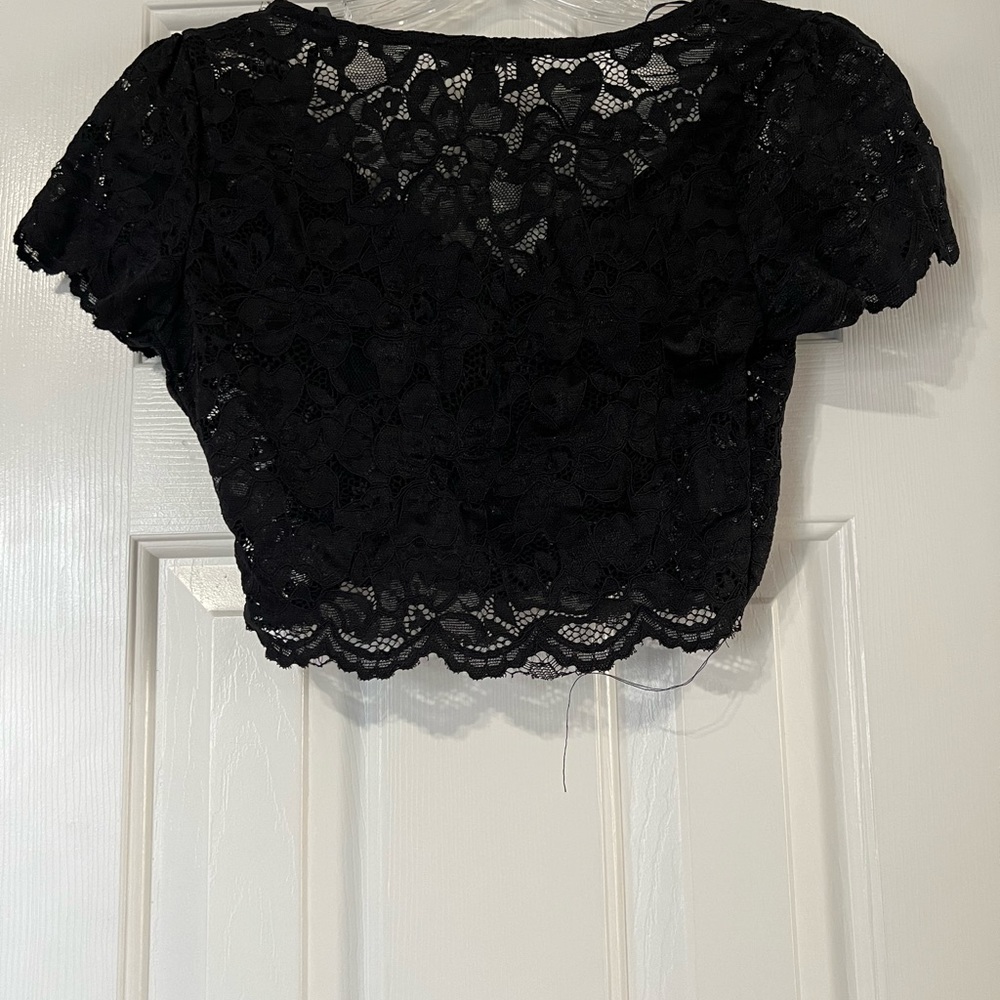 Papaya lace crop top